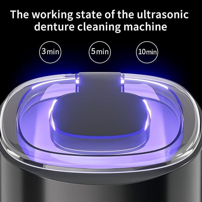 Ultrasonic denture cleaner, Retainer Cleaner Machine for Dentures, Mouth Guards, Braces, Toothbrush Heads, Jewelry, 45kHz Retainer Cleaning, 3 Modes for All Denture Appliances (Black)