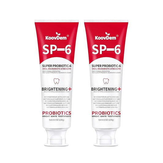 2025 New Sp-6 Probiotics Whitening Toothpaste-Fluoride-Free, Enhanced Formula with 6 Probiotics for Gum Care & Fresh Breath, Fresh Mint Flavor(2PC)（Red）