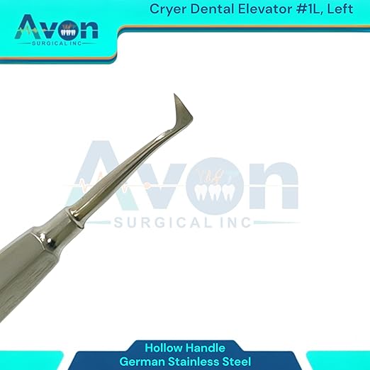 Root and Tooth Extraction Dental Cryer Elevator Pick, Sharp Angled Tip, Color-Coded Handle Ends | Autoclave-Safe German Stainless Steel Dental Instruments (1, #1L Cryer - Gold End)