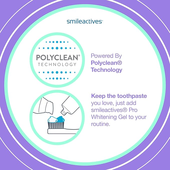 Smileactives Teeth Whitening Kit, Complete at Home Teeth Whitening Treatment, Travel Size Tooth Whitening, Stain Remover for White Teeth, Contains Clinical-Grade Hydrogen Peroxide, 60 Day Kit