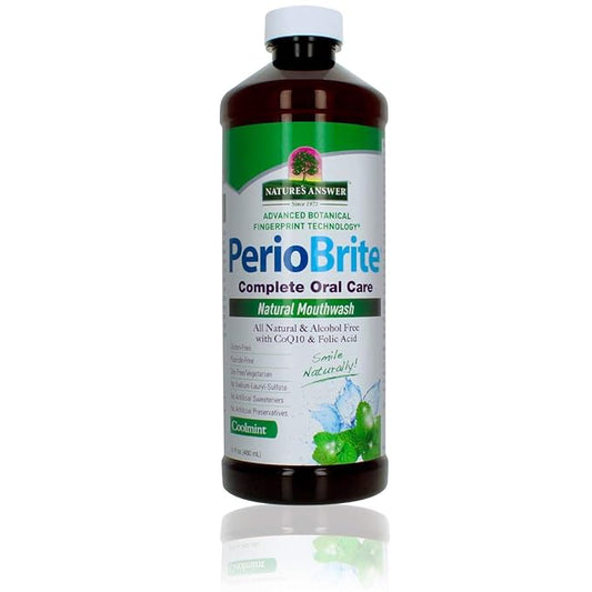 Nature's Answer PerioWash Mouthwash Alcohol-Free Cool Mint - 16 fl oz | Fluoride Free | Natural Breath Freshener | Stain Remover | Natural Teeth Whitener (Pack of 1)