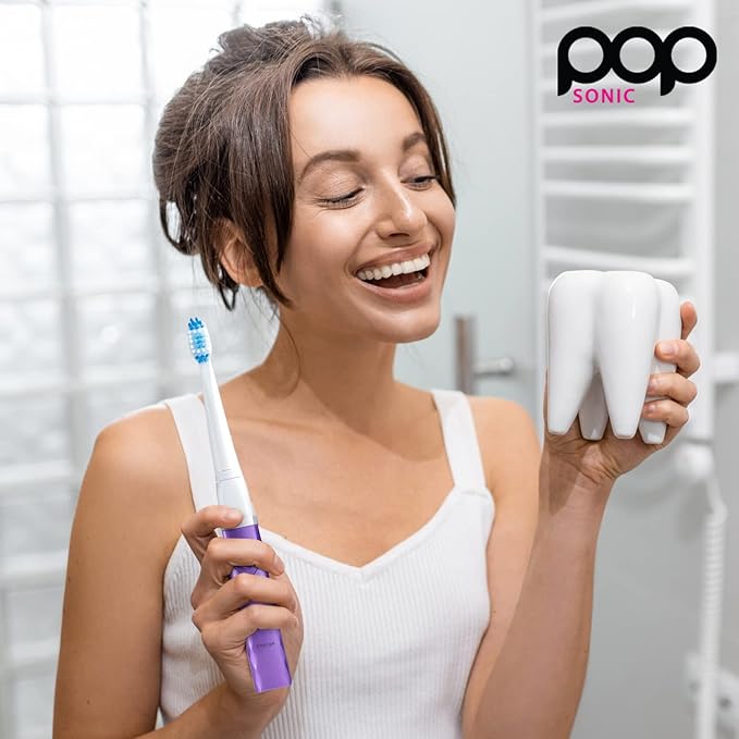 Pop Sonic USB Charge Anywhere Toothbrush (Purple) | Rechargeable w/Up to 40,000 Brush Strokes/Minute-Long-Lasting Dupont Nylon Bristles - for Teens & Adults with Quadrant Pacer & Timer