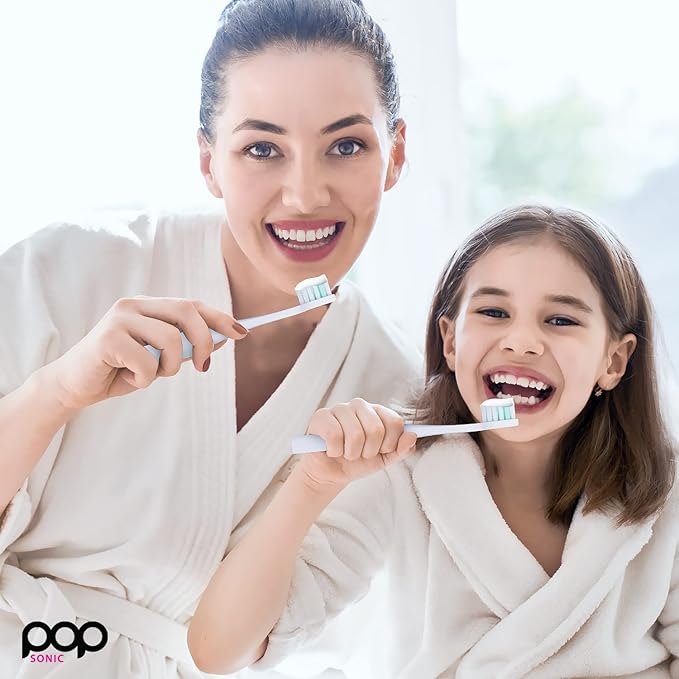 Pop Sonic Pro 2.0 Toothbrush (White) + Bonus Pack | Rechargeable Toothbrush Up to 45,000 Vibrations Per Minute