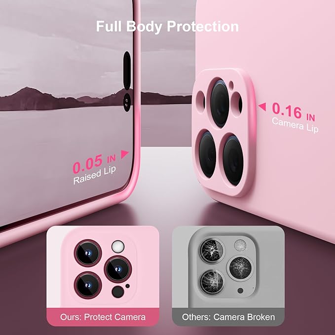 Magnetic for iPhone 15 Pro Case, Compatible with MagSafe, with 9H Nano Screen Protectors, Full Camera Protection, Silicone Shockproof Microfiber Lining Phone Case 6.1", Chalk Pink