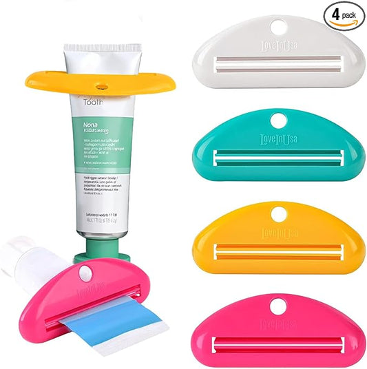 LOVEINUSA Toothpaste Tube Squeezer Dispenser- 4 Pack Random Colors