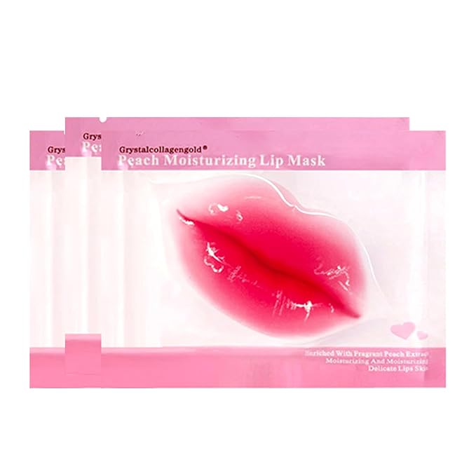 30 PCS Lip Mask Collagen Mouth Masks Sheet for Dry Lips, Gel Lip Mask Pack for Remove Dead Skin, Moisturizes and Fine Lines (Peach Red)