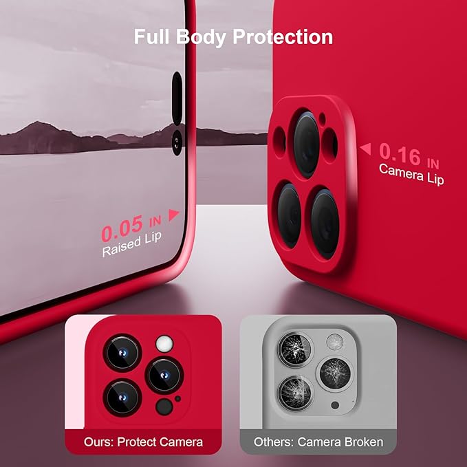 Magnetic for iPhone 15 Pro Case, Compatible with MagSafe, with 9H Nano Screen Protectors, Full Camera Protection, Silicone Shockproof Microfiber Lining Phone Case 6.1", Deep Red