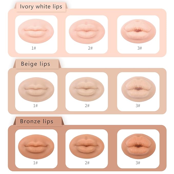3D Silicone Fake Lips Large with Lipstick for Makeup Tattoo Practice Realistic Artificial Lip Mannequin for Beginners Artists (Sausage Shaped Lip,Natural)