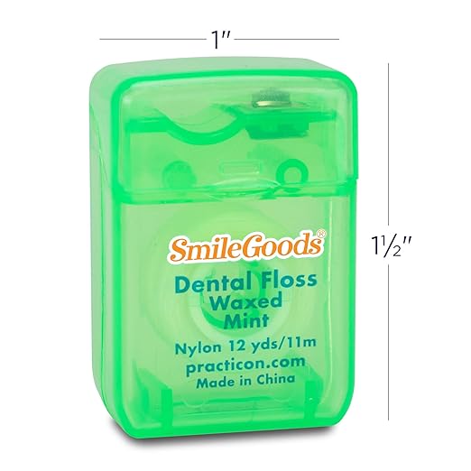 SmileGoods Waxed Dental Floss, 12 yards, Mint Flavored, Bulk Pack of 72