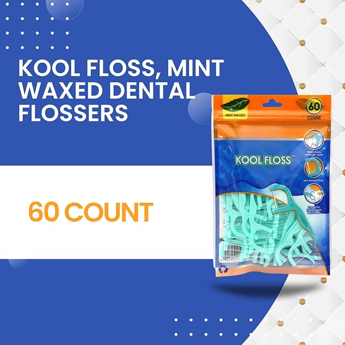 Mint Waxed Dental Flossers, Dr Fresh,s 60 Count – Smooth Glide Floss Picks for Plaque Removal & Gum Care (Pack of 3)