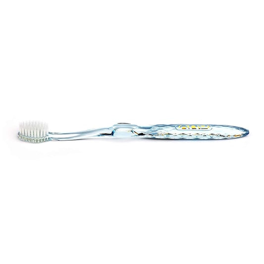 Nano-b Manual Toothbrush for Adults with Sensitive Gums, Silver Soft/Medium Bristles, Travel Case, Blue