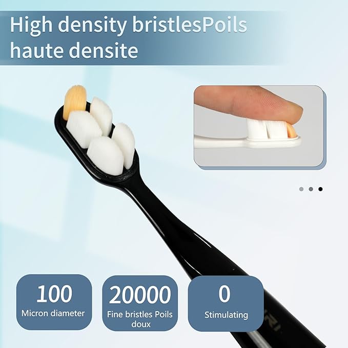 Bauri Electric Toothbrush, Rechargeable Sonic Electric Toothbrush with 3 Brush Heads,Super Slim Toothbrush, IPX7,3 Modes,Toothbrush (Black)