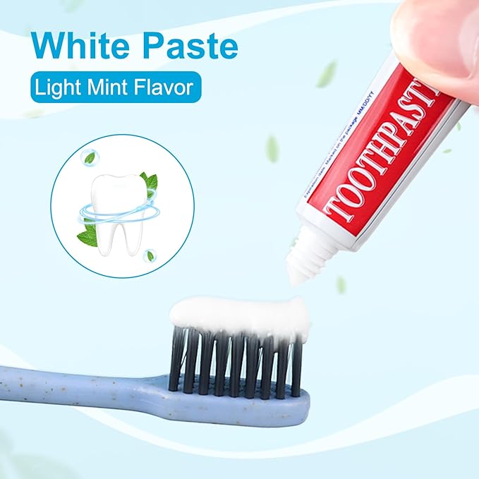 100 Tubes Travel Size Toothpaste in Bulk, Disposable Mini Mint Compact Small Pocket Size Essential Toothpaste for Vacation Hotel Shelter Homeless Nursing Home Charity Camping Single Use 0.17 oz/ 5g