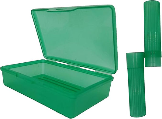 Green Toothbrush Covers & Soap Box Set - Matching Colors - Tooth Brush Cover Cap, Soap Dish Travel, Soap Dish Holder Travel - Plastic Portable Set with Cover