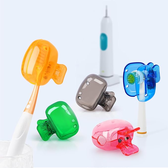 6 Pack Toothbrush Covers Portable Toothbrush Protector Coverings Clips Tooth Brush Storage Head Cover Cap Tooth Brush Covers for Kids Bathroom Home Travel Tooth Brush Case