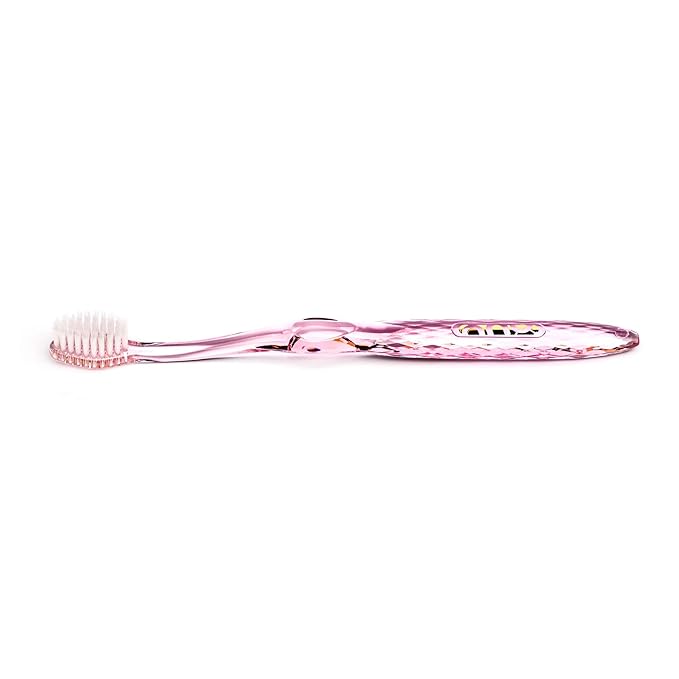 Nano-b Manual Toothbrush for Adults with Sensitive Gums, Silver Soft/Medium Bristles, Travel Case, Pink