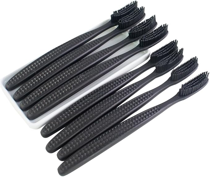 Huge Head Extra Hard & Firm Toothbrush, Large Long Head Charcoal Bristle Tooth Whitening Dental Oral Care (Black, Extra Large)