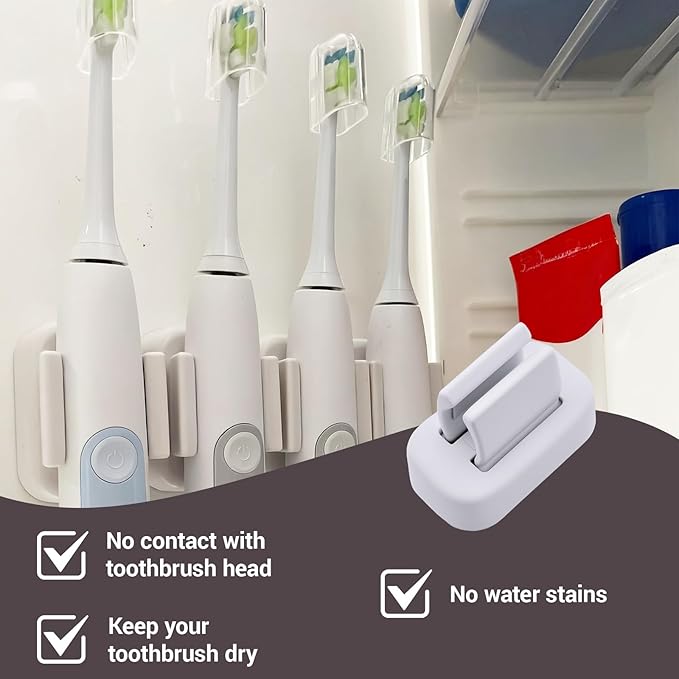 Wall Mounted Toothbrush Holder–Self-Adhesive Electric Toothbrush Organizer for Bathroom, No Drilling, Space-Saving, Multi-Function for Dorms & Kitchens (2)