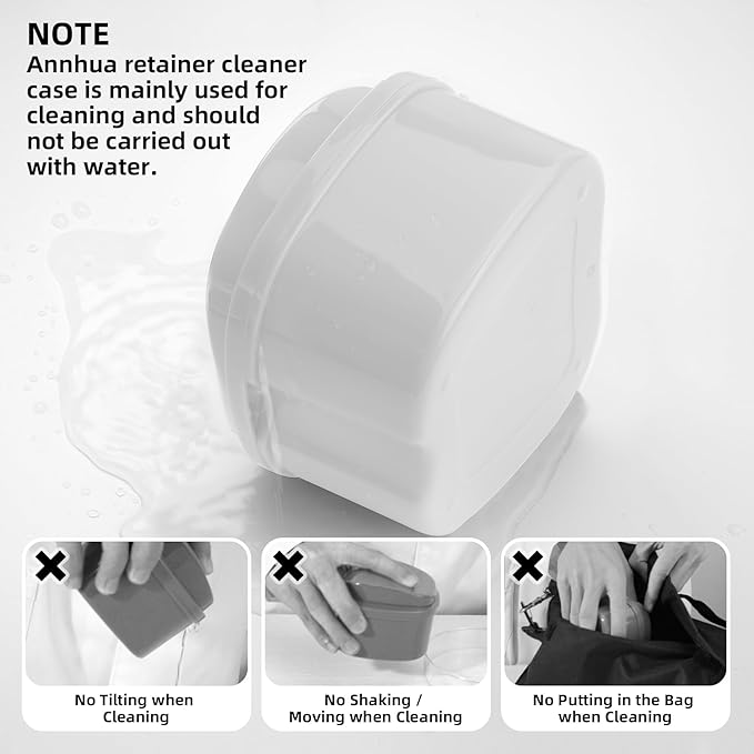 Annhua Dental Orthodontic Retainer Case Cleaning, Denture Cup Holder Case Travel, Denture Retainer Bath Box Storage Soaking Box