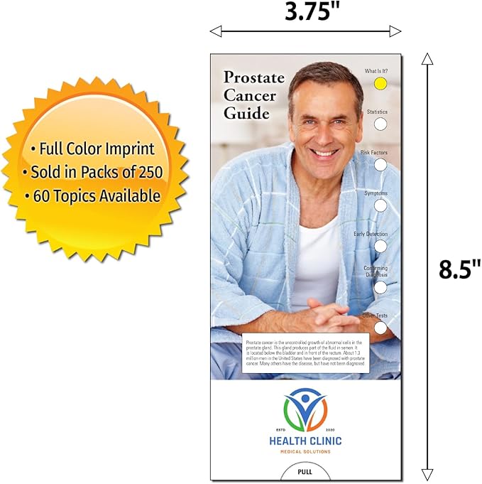 ZOCO - Prostate Cancer Slide Chart - Custom Promotional Item (Pack of 250) - Mens Health - Doctor’s Office, Clinics, Pharmacies Handout, Brochure, Pamphlet - 3.75 x 8.5 in.