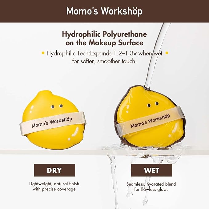 Lemon Makeup Sponge Set,Cosmetic Foundation Sponges, Dual-Textured for Wet/Dry Use, Pointed Tip for Detail Work, Includes 2pcs L+S Size Beauty Puff & Storage Case