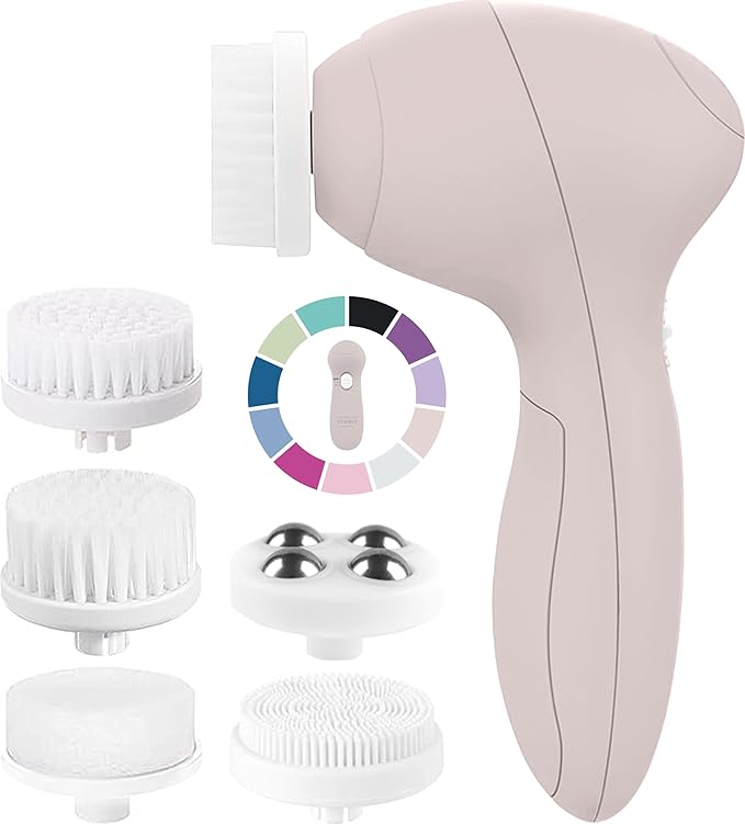 Facial Cleansing Brush Face Scrubber Exfoliating Cleaning Skin Care Cleanser Wash Women Girls Electric Beauty Powered Exfoliator Skincare Spin Tools Scrub Washer Self Care by VISOFO (Agate)