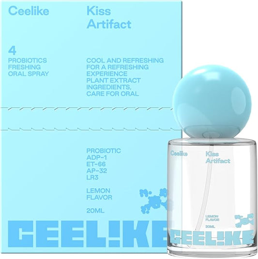 Geelike Kiss Artifact lemon flavor oral spray with packaging on a white background