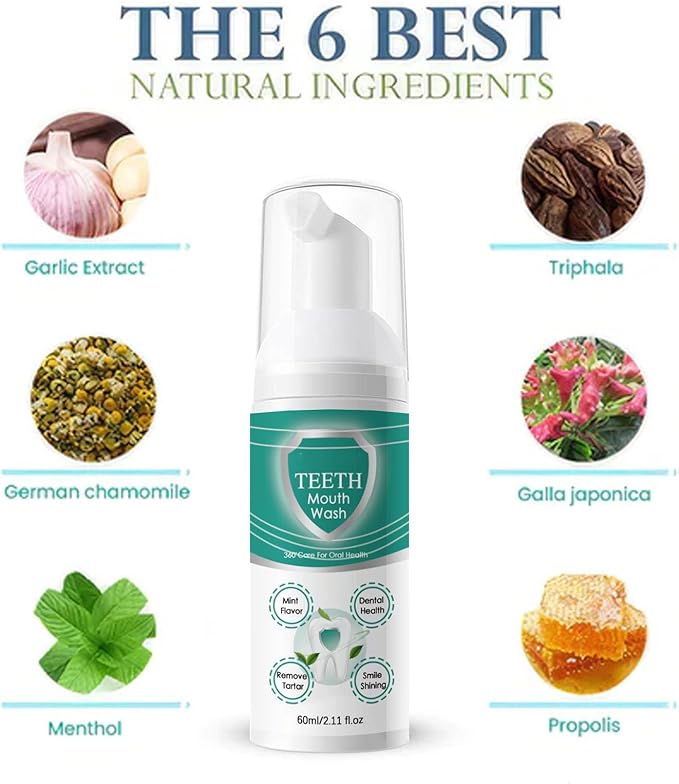 Teeth Total Care Mouthwash, Ultra-Fine Herbal Foam, Mint Taste, Repairs Sensitive Teeth, Refreshes Breath, Cleans Deeply, Solves Oral Problems (3pc)