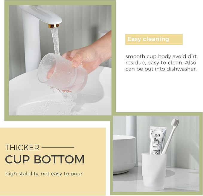 Tumbler Glass, Frosted Bathroom Rinsing Cup, Replacement Tumbler for Aomasi Toothbrush Holder