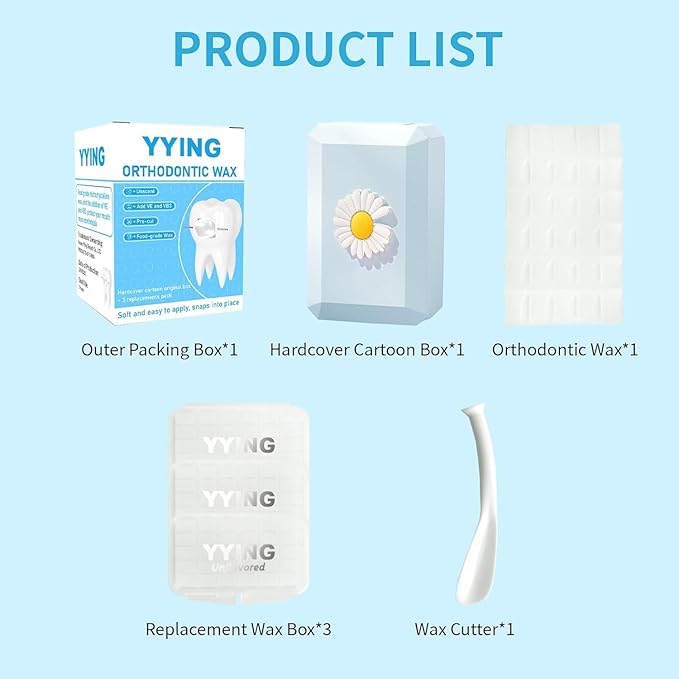 10 Box Clear Braces Wax for Teeth Precut Orthodontic Wax for Braces Aligners, Wax Dots, Hardcover Box Dental Wax with Mirror for Home Travel Office, Unscented, 4Pack/Box