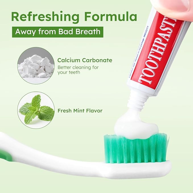 Travel Size Mini 0.176 oz Toothpaste Bulk, Disposable Mint Flavor Pocket Teeth Paste Small Essential Toothpaste for Travel, Home/Hotel/Guests/Charity/Homeless/Camping Oral Care Single Use, 60 Tubes