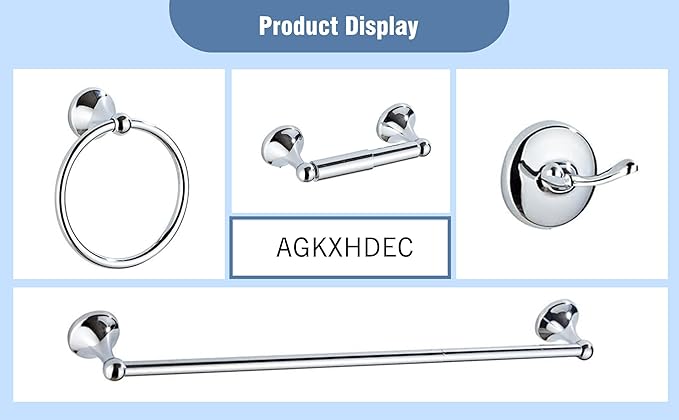 4-Piece Bathroom Hardware Set: Chrome Bathroom Accessory Set, Towel Bar,Towel Ring,Toilet Paper Holder,Robe Hook, Wall Mounted,Optional Installing Longer or Shorter Towel bar