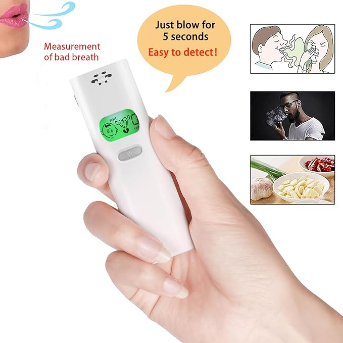Bad Breath Tester, Portable Instant Mouth Odor Detector, Bad Breath Analyzer for Oral Health Check (White 2)
