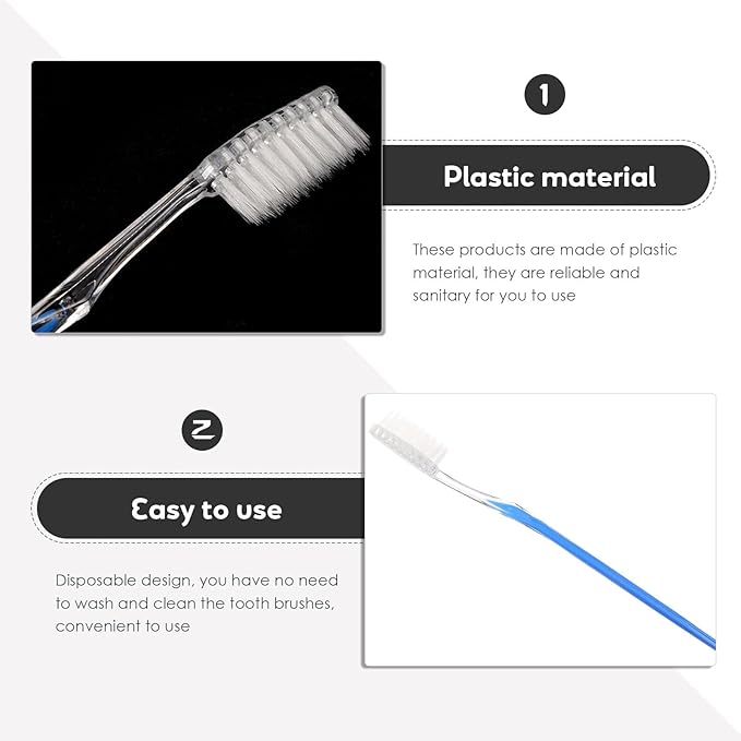 50Pcs Disposable Travel Toothbrush Set Soft Bristles Portable Oral Care Convenient On-The-Go Tooth Brushes for Camping and Hotel Use