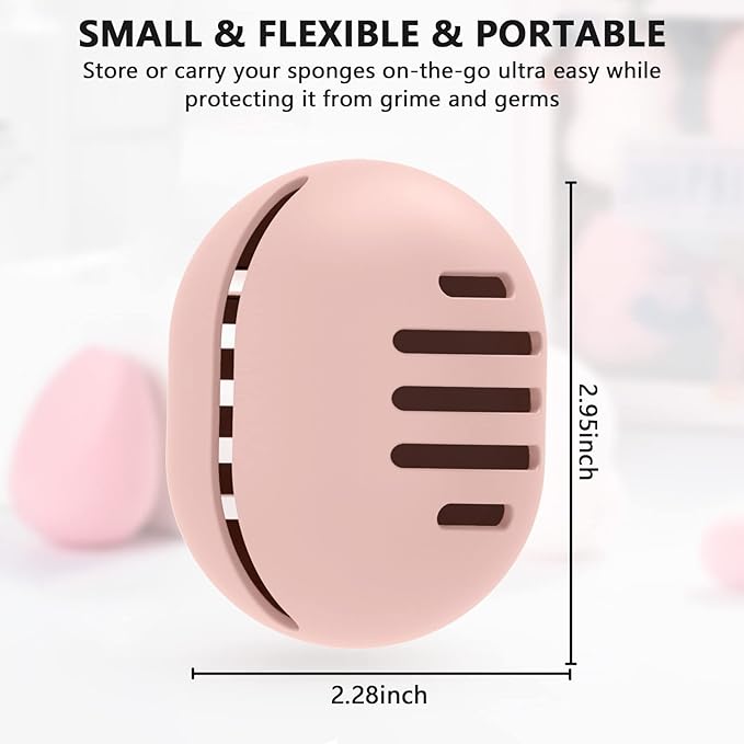 Makeup Sponge Holder,2PCS Double-sided Breathable Silicone Beauty Blender Holder,Integrated Make Up Sponge Travel Case for All Sponges,Black+Pink