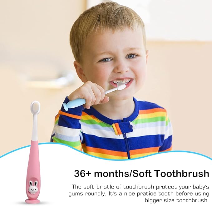 Baby Toddler Infant Toothbrush 6 to 12 Months and Up Age 1 2 3 1-2 2-4 Year Old, 10 in 1 Toothbrushes Gift Set with Soft Finger U-shaped Brush Brushing Bristles for Newborns Kids Children Child