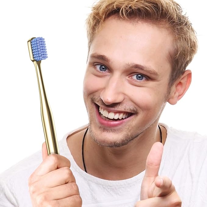 Z-VAPRESS Luxury Gold Color Toothbrush with Super Soft Charcoal Bristles - Good Gift for Home, Guests and Travel
