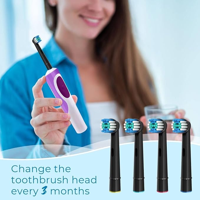 Replacement Toothbrush Heads, Compatible with Oral B Braun, 16 Pcs Professional Electric Brush Heads for Oral B Braun Replacement Heads Refill, Black