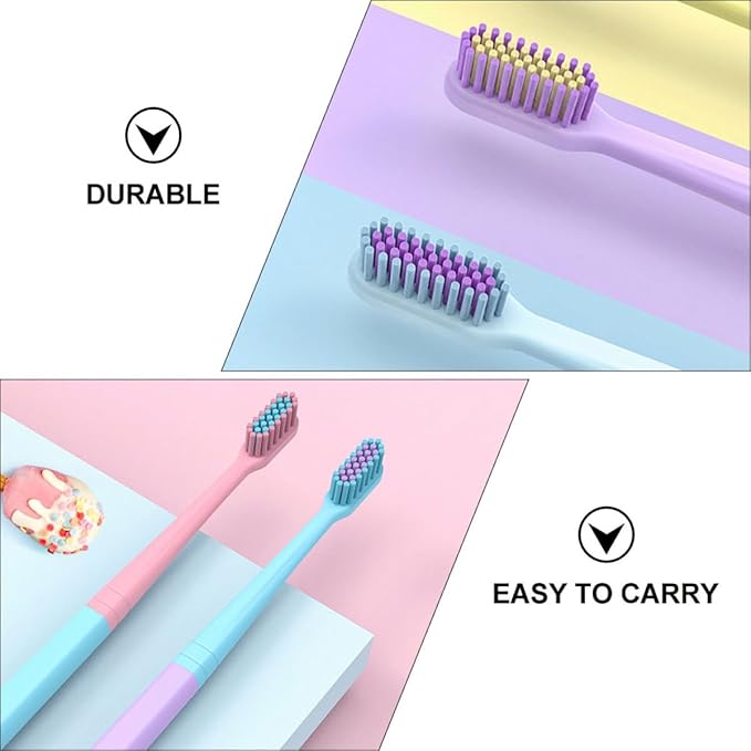 8PCS Soft Bristle Toothbrushes Small Head Portable Travel Teeth Cleaning Tool Ergonomic Non-Slip Handle for Adults Oral Health Maintenance