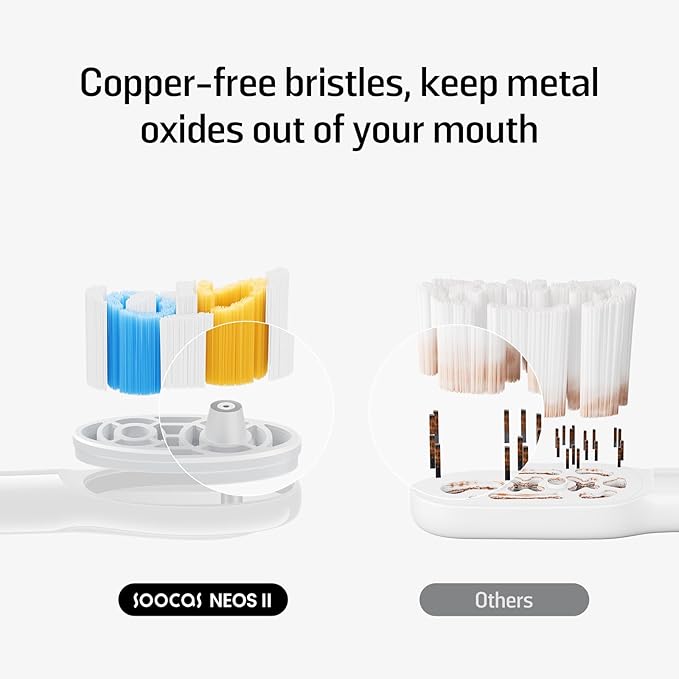 Soocas Multiclean Classic Clean Electric Toothbrush Replacement Heads, Compatible with Both NEOS II and NEOS II Ultra, 2 Brush Heads, Pearl White