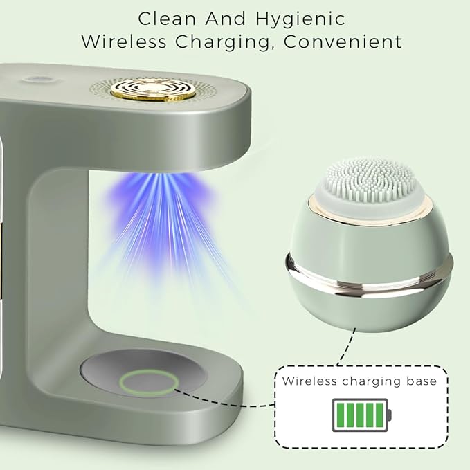 Electric Facial Cleansing Brush,Waterproof Facial Massage Brush,Sonic Face Scrubber with UV-C Disinfection,3 Sonic Cleansing Modes & 3 Brush Heads,For Exfoliating and Massaging,Rechargeable Face Brush