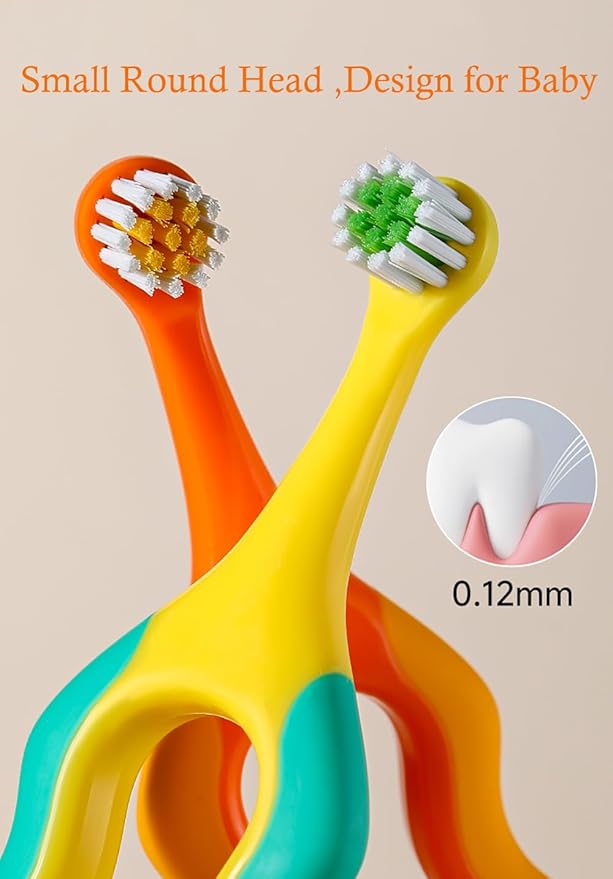 Baby Toothbrush,Lovely Calabash Handle Design Soft Bristles Infant to Toddler Toothbrush,Small Head for 0-3 Years, Teething Relief, 4 Pack