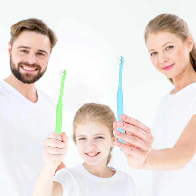 WLLHYF End Tuft Toothbrush, 4PCS Nylon Soft Bristle Tiny Small Tooth Brush, Hard to Reach Areas Dental Detail Cleaning for Adults-Around Crowns Bridges Implants