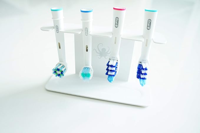 Stainless-Steel Toothbrush Heads Holder White + Clean Pads for Charging Station Compatible with Oral b Braun