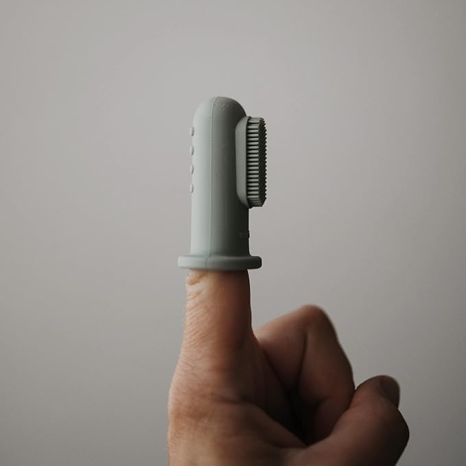 mushie Baby Finger Toothbrush (Tradewinds/Stone) 2-Pack