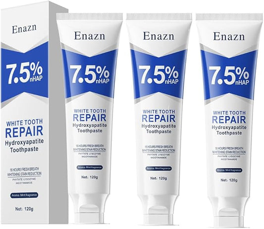 7.5% Nano Hydroxyapatite Toothpastes for Enamel Protection and Tooth Strengthening, Fluoride-Free Cooling Mint, Promotes Fresh Breath, Daily Use for Oral Health Mild Mint, 4.23 Oz（3pcs）