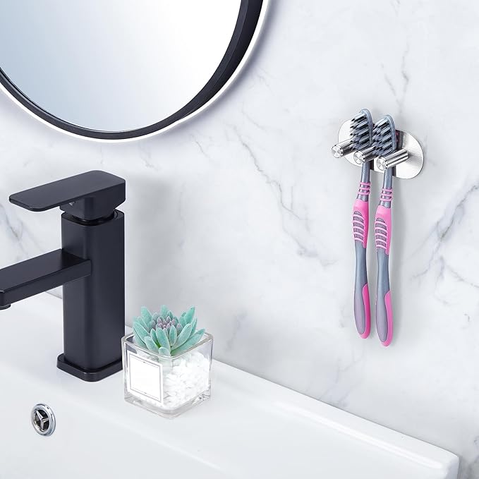 Electric Toothbrush Head Holder, Toothbrush Holders Wall Mounted, Adhesive Tooth Brush Head Holder Organiser, Electric Toothbrushs Holder, Shower Tooth Brushing Holder (Silver, Small)