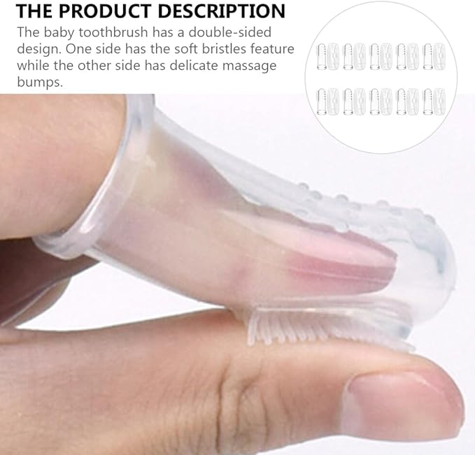 Finger Toothbrush 10Pcs Set, Soft Silicone Teething Brush with Case, Oral Massager for Newborns and Babies’ Teeth Cleaning