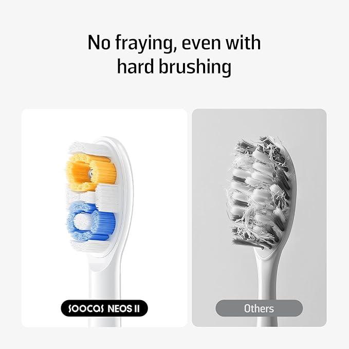 Soocas Multiclean Classic Clean Electric Toothbrush Replacement Heads, Compatible with Both NEOS II and NEOS II Ultra, 2 Brush Heads, Pearl White