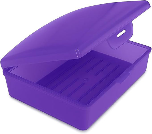 Soap Box, 1 Purple - Made in The USA - Soapbox with Hinged Lid and Secure Latch